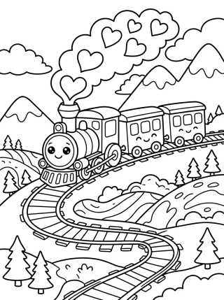 Trem da Montanha Fofinho para colorir Desenho de Trem da Montanha Fofinho para colorir e imprimir grátis