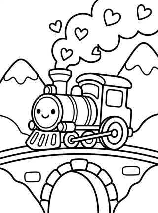 Trem Passeando pelas Montanhas para colorir Desenho de Trem Passeando pelas Montanhas para colorir e imprimir grátis