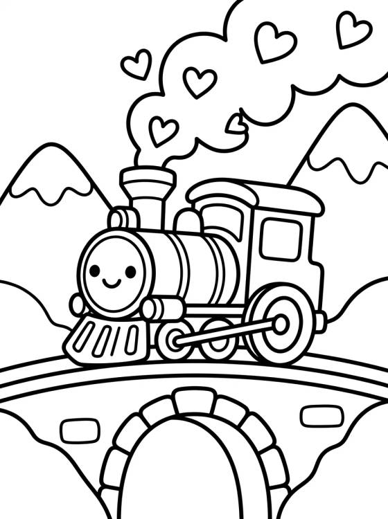Trem Passeando pelas Montanhas para colorir Desenho de Trem Passeando pelas Montanhas para colorir e imprimir grátis