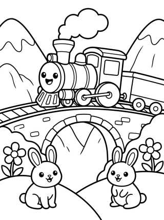 Trem Passeando pelas Montanhas para colorir Desenho de Trem Passeando pelas Montanhas para colorir e imprimir grátis