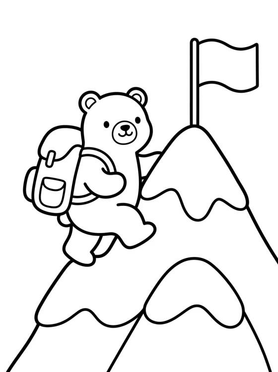 Ursinho Alpinista na Montanha para colorir Desenho de Ursinho Alpinista na Montanha para colorir e imprimir grátis