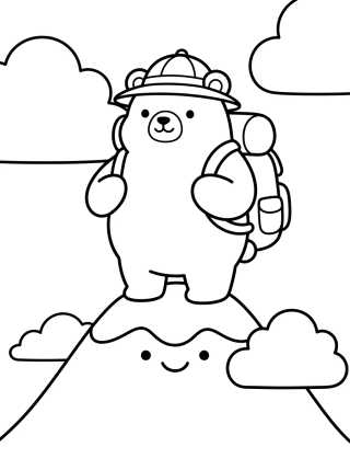 Ursinho Alpinista na Montanha para colorir Desenho de Ursinho Alpinista na Montanha para colorir e imprimir grátis