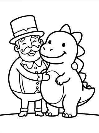 Bita Abraçando um Dinossauro Fofo para colorir Desenho de Bita Abraçando um Dinossauro Fofo para colorir e imprimir grátis