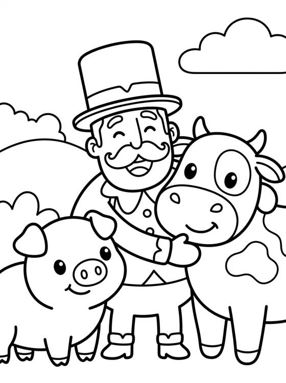 Desenho de Bita e os Animais da Fazenda para colorir e imprimir grátis