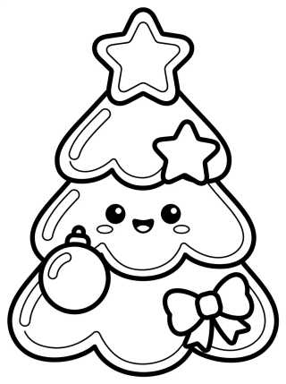 Desenho de Árvore de Natal Alegre para colorir e imprimir grátis