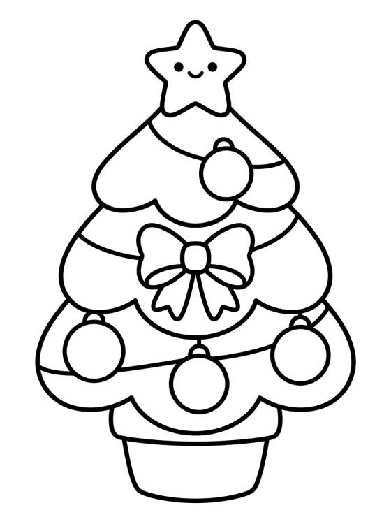 Desenho de Árvore de Natal Fofa Decorada para colorir e imprimir grátis