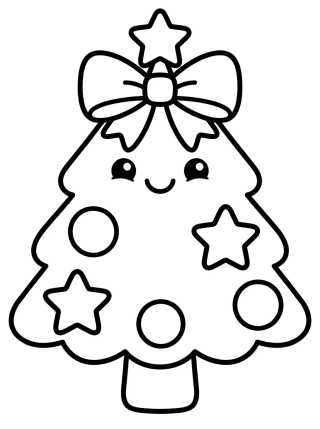 Desenho de Árvore de Natal Fofinha para colorir e imprimir grátis