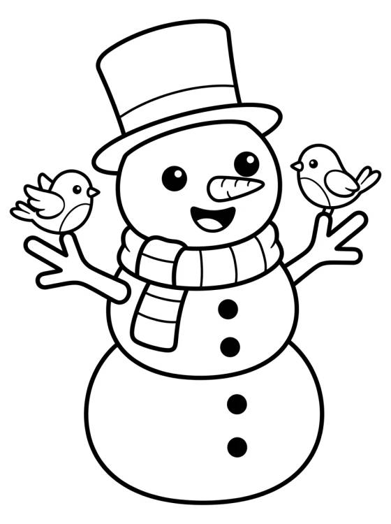 Boneco de Neve Alegre com Cachecol para colorir Desenho de Boneco de Neve Alegre com Cachecol para colorir e imprimir grátis
