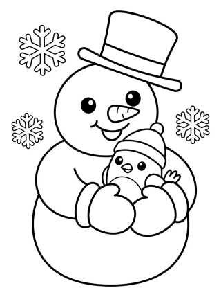 Desenho de Boneco de Neve Alegre para colorir e imprimir grátis