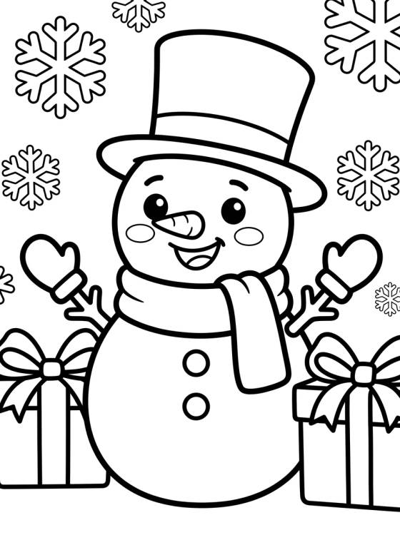 Desenho de Boneco de Neve de Festas para colorir e imprimir grátis