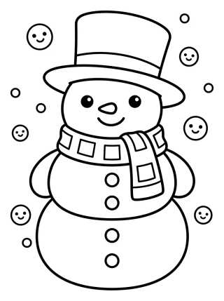 Desenho de Boneco de Neve Fofo com Cachecol para colorir e imprimir grátis