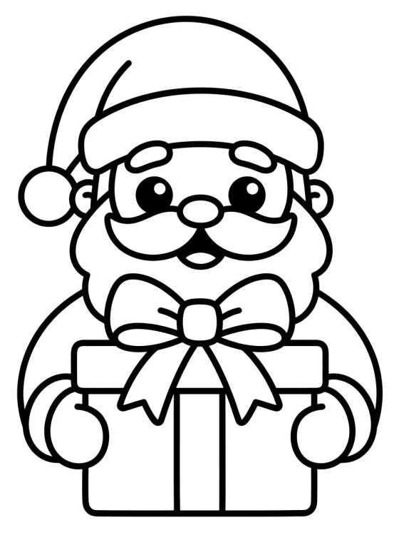 Desenho de Papai Noel Fofo com Presentes para colorir e imprimir grátis