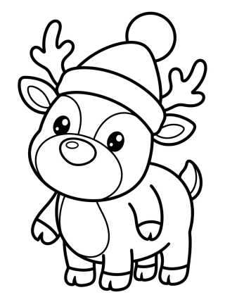 Rena de Natal com Gorro para colorir Desenho de Rena de Natal com Gorro para colorir e imprimir grátis
