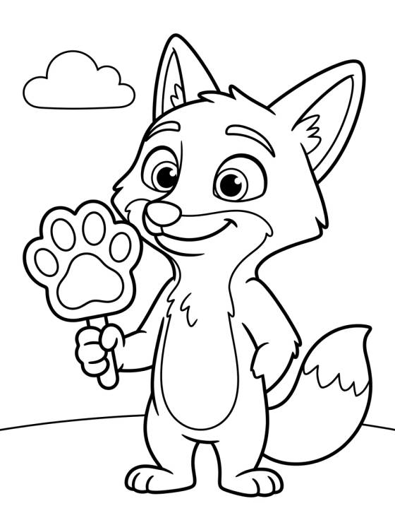 Desenho de Nick Wilde Comendo Picolé Pawpsicle para colorir e imprimir grátis