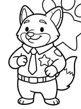 Nick Wilde Policial Kawaii para colorir Desenho de Nick Wilde Policial Kawaii para colorir e imprimir grátis