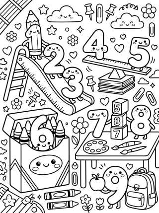 Desenho de Turma dos Números Fofos para colorir e imprimir grátis