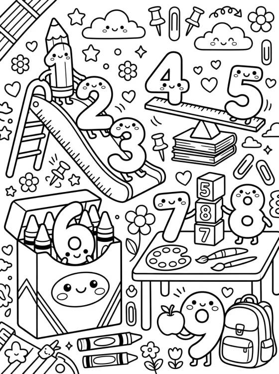 Desenho de Turma dos Números Fofos para colorir e imprimir grátis