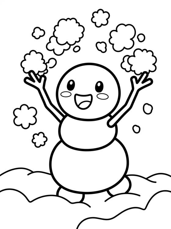 Desenho de Olaf Brincando na Neve para colorir e imprimir grátis