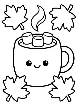 Desenho de Caneca de Chocolate Quente Aconchegante para colorir e imprimir grátis