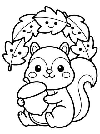 Esquilo Fofo com Noz para colorir Desenho de Esquilo Fofo com Noz para colorir e imprimir grátis