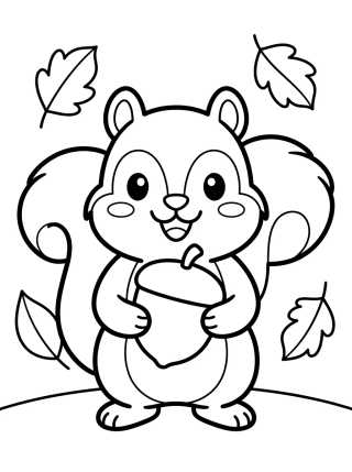 Esquilo Kawaii com Noz para colorir Desenho de Esquilo Kawaii com Noz para colorir e imprimir grátis