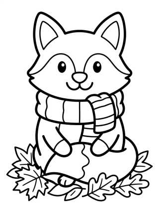 Desenho de Raposinha de Cachecol no Outono para colorir e imprimir grátis