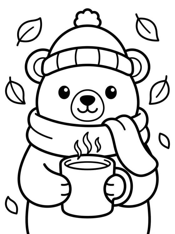 Ursinho com Cachecol para colorir Desenho de Ursinho com Cachecol para colorir e imprimir grátis