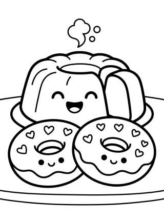Bolo de Fubá e Rosquinhas para colorir Desenho de Bolo de Fubá e Rosquinhas para colorir e imprimir grátis