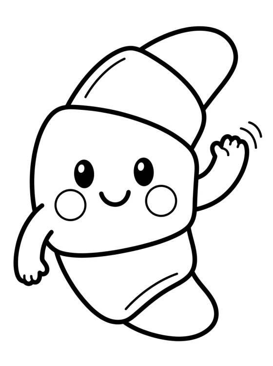 Desenho de Croissant Fofinho para colorir e imprimir grátis