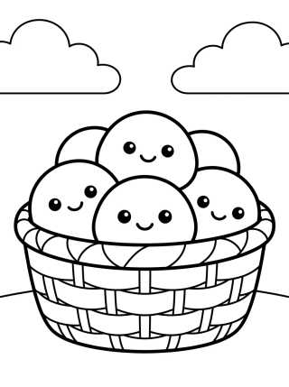 Desenho de Pães de Queijo Fofos para colorir e imprimir grátis