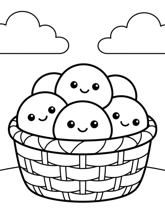 Desenho de Pães de Queijo Fofos para colorir e imprimir grátis