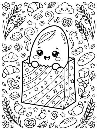 Pão Francês Fofo para colorir Desenho de Pão Francês Fofo para colorir e imprimir grátis