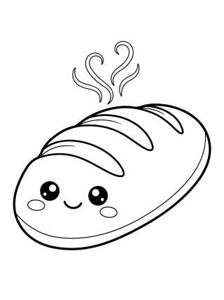 Pão Francês Quentinho Kawaii para colorir Desenho de Pão Francês Quentinho Kawaii para colorir e imprimir grátis