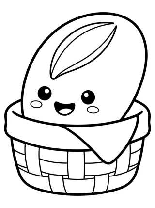 Desenho de Pão Francês Sorridente para colorir e imprimir grátis