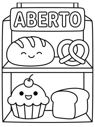 Desenho de Vitrine Encantada da Padaria para colorir e imprimir grátis