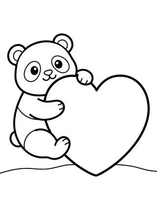 Panda Abraçando um Coração para colorir Desenho de Panda Abraçando um Coração para colorir e imprimir grátis