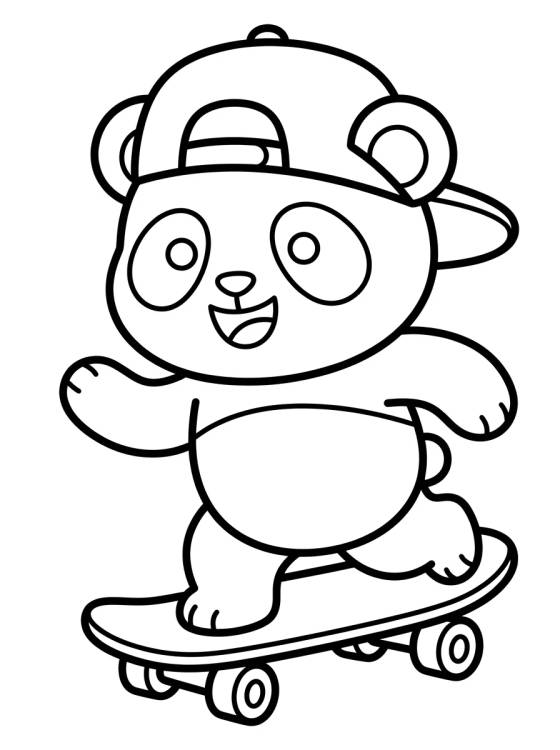 Panda Brincando de Skate para colorir Desenho de Panda Brincando de Skate para colorir e imprimir grátis