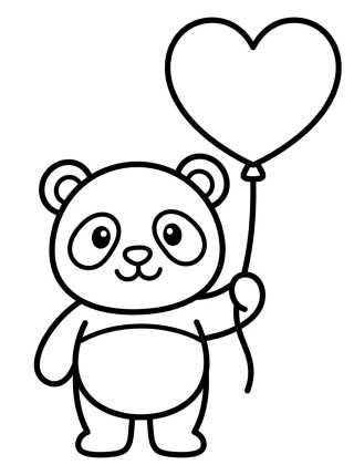 Panda com Balão de Coração para colorir Desenho de Panda com Balão de Coração para colorir e imprimir grátis