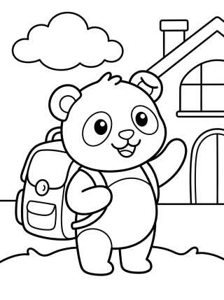 Panda de Mochila Escolar para colorir Desenho de Panda de Mochila Escolar para colorir e imprimir grátis