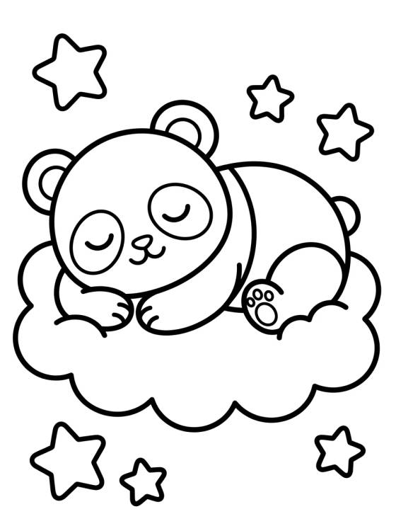 Panda Dormindo na Nuvem para colorir Desenho de Panda Dormindo na Nuvem para colorir e imprimir grátis