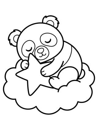 Panda Dormindo na Nuvem para colorir Desenho de Panda Dormindo na Nuvem para colorir e imprimir grátis