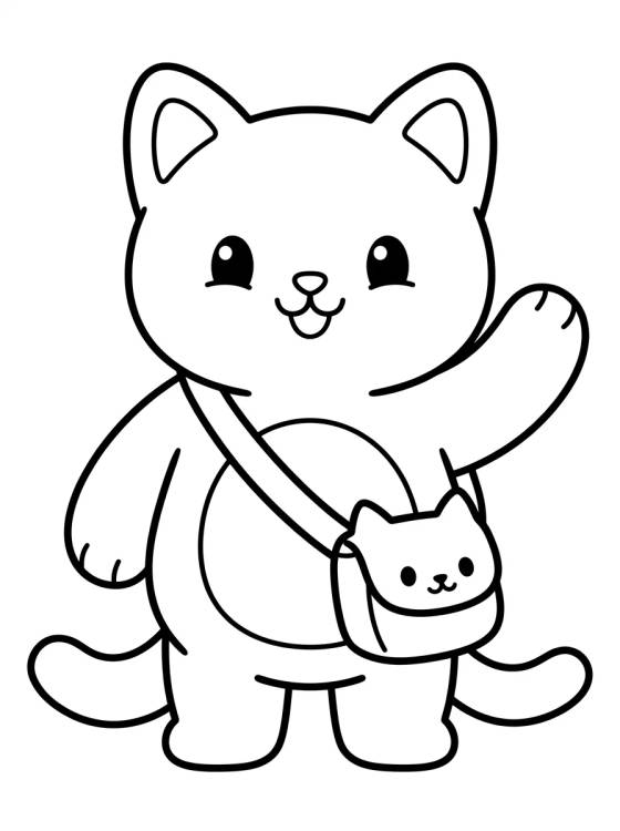 Desenho de Pandy Gato com Bolsinha Fofa para colorir e imprimir grátis