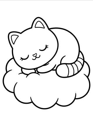 Desenho de Pandy Gato Dormindo na Nuvem para colorir e imprimir grátis