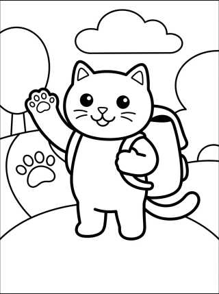 Desenho de Pandy Gato Mochileiro Aventureiro para colorir e imprimir grátis