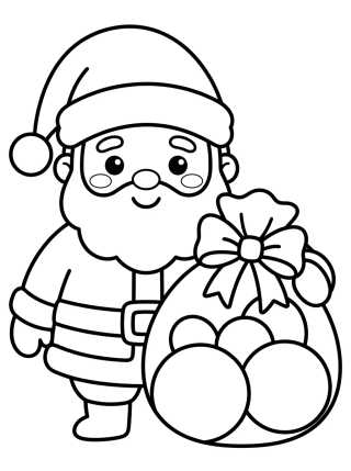 Desenho de Papai Noel com Saco de Presentes para colorir e imprimir grátis
