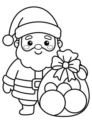 Coleção de desenhos para colorir: Papai Noel Kawaii para Colorir