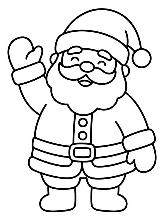 Desenho de Papai Noel Kawaii Acenando para colorir e imprimir grátis
