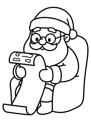 Desenho de Papai Noel Lendo Lista de Natal para colorir e imprimir grátis