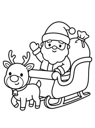 Papai Noel no Trenó com Rena para colorir Desenho de Papai Noel no Trenó com Rena para colorir e imprimir grátis