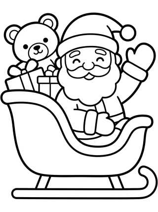 Desenho de Papai Noel no Trenó Mágico para colorir e imprimir grátis